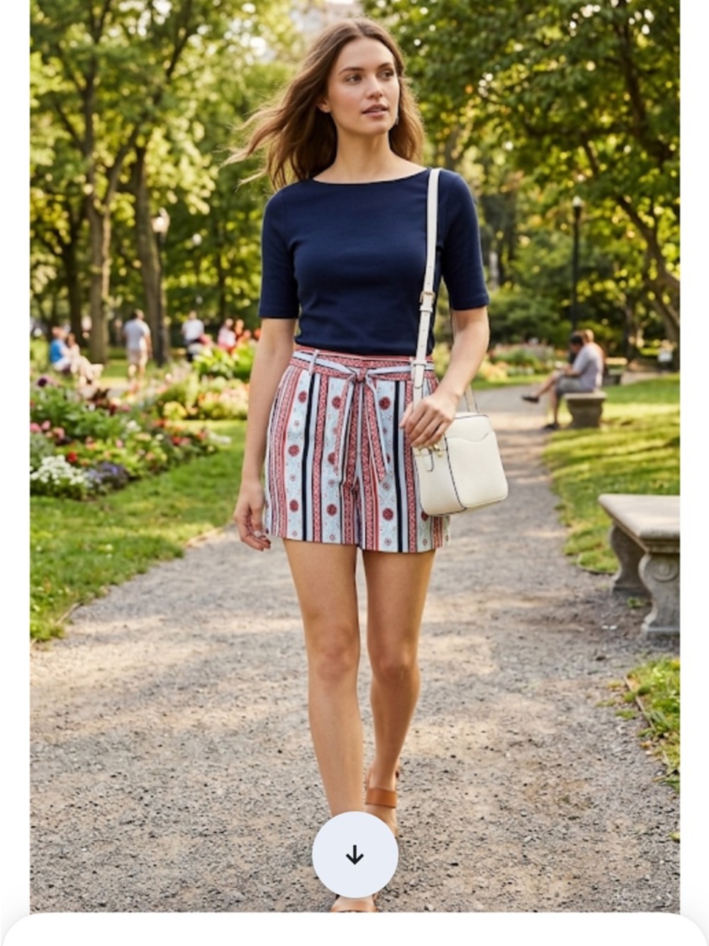 LOFT Red, Light Blue and Black High Waist Women's Shorts with belt waist 17